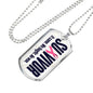 Survivor Support Team Member Anti Cancer Graphic Dog Tag Necklace - His Battle