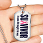 Survivor Support Team Member Anti Cancer Graphic Dog Tag Necklace - His Battle