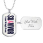 Survivor Support Team Member Anti Cancer Graphic Dog Tag Necklace - His Battle