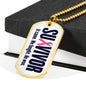 Survivor Support Team Member Anti Cancer Graphic Dog Tag Necklace - His Battle