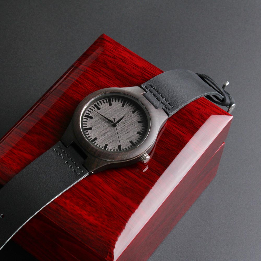 Love (Ahava) Engraved Wooden Watch