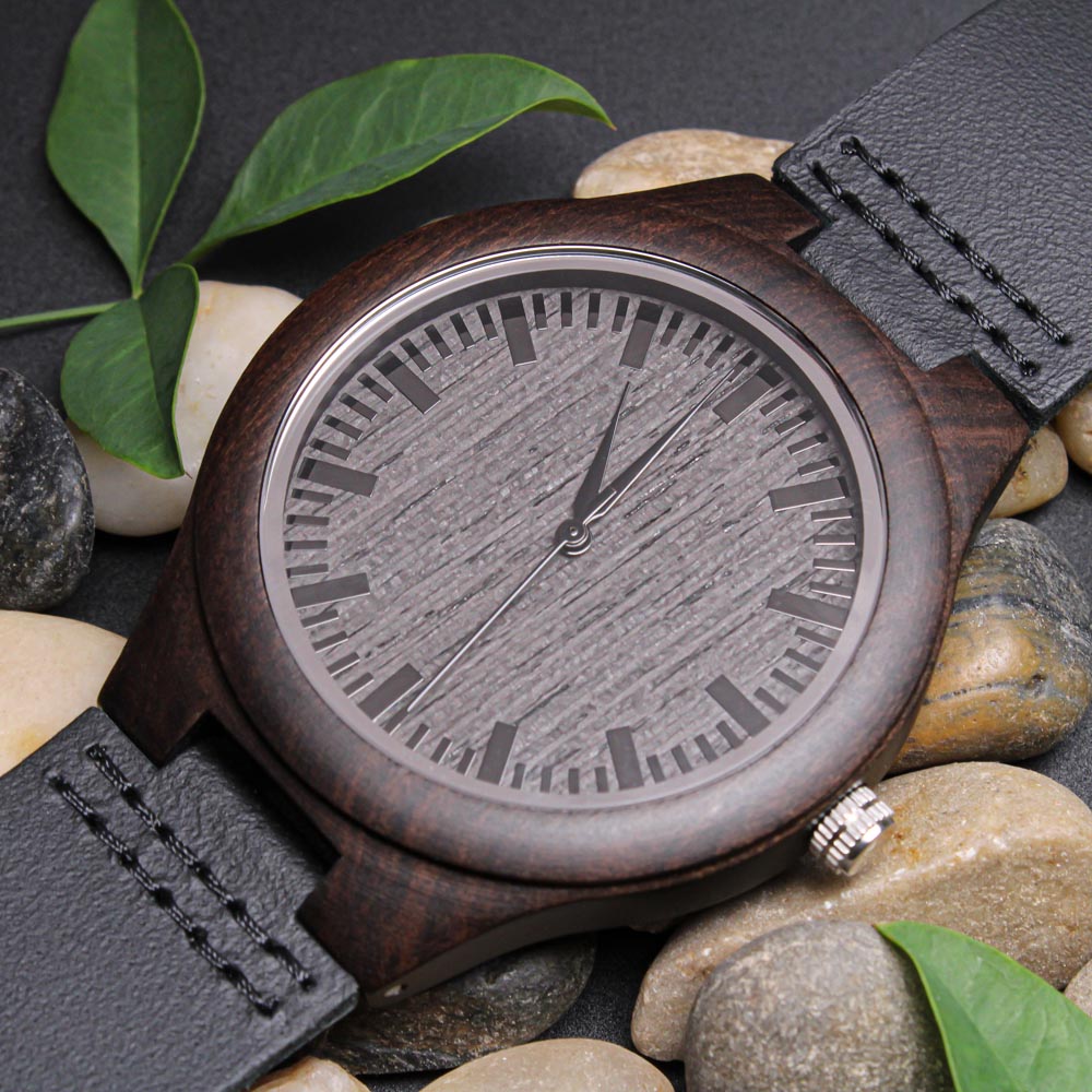 Love (Ahava) Engraved Wooden Watch