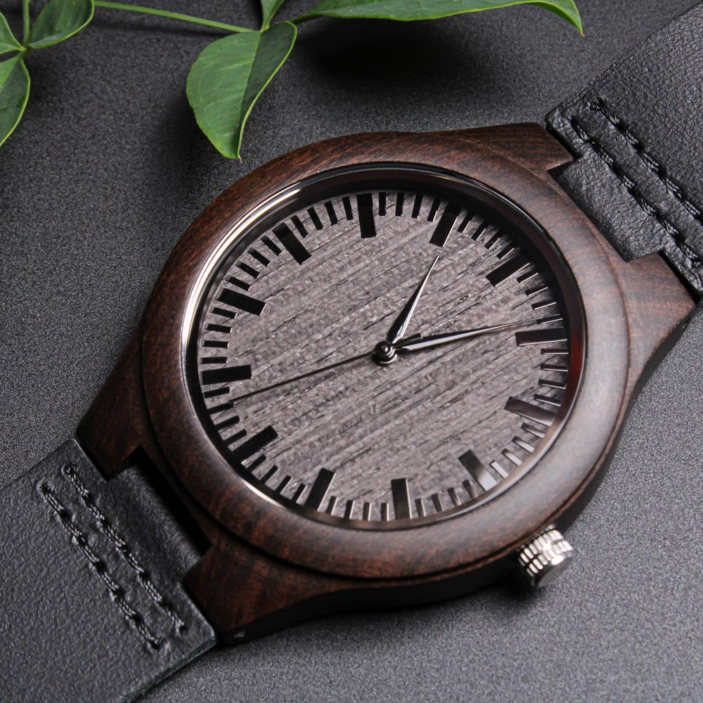 Love (Ahava) Engraved Wooden Watch