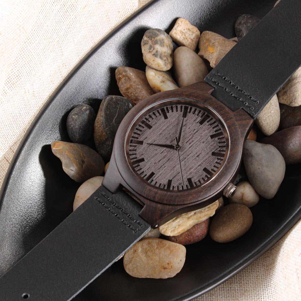 Love (Ahava) Engraved Wooden Watch