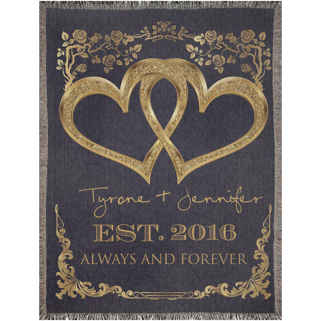 Personalized Two Heart Always & Forever Woven Blanket