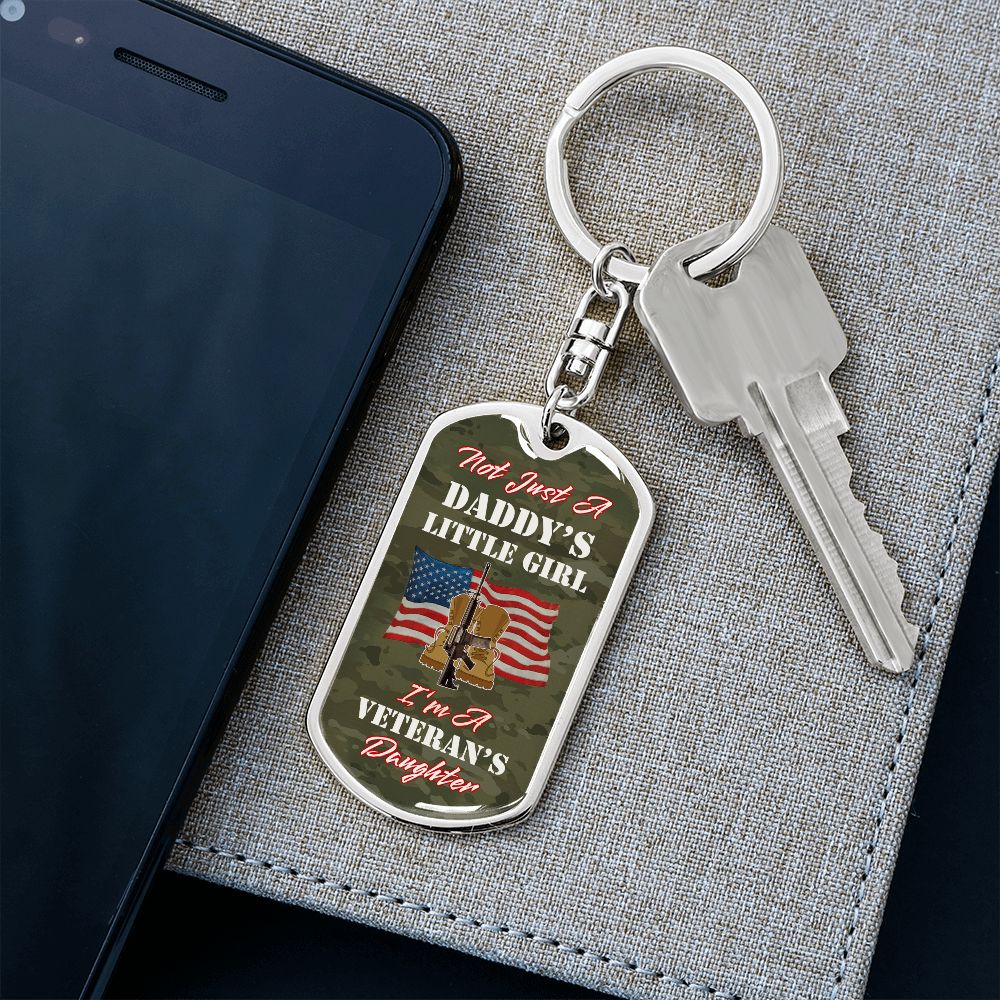 Proud Army Veteran's Daughter Graphic Dog Tag Keychain