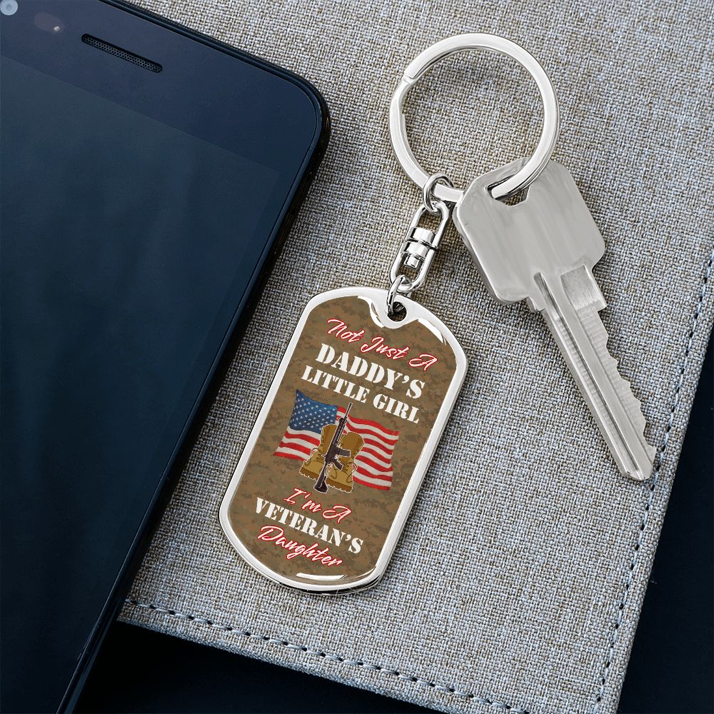 Proud Marine Veteran's Daughter Graphic Dog Tag Keychain