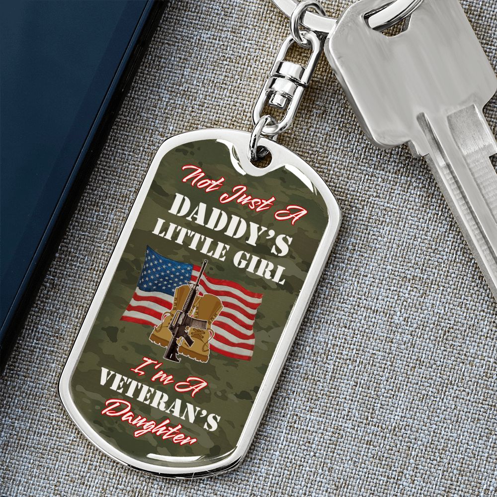 Proud Army Veteran's Daughter Graphic Dog Tag Keychain