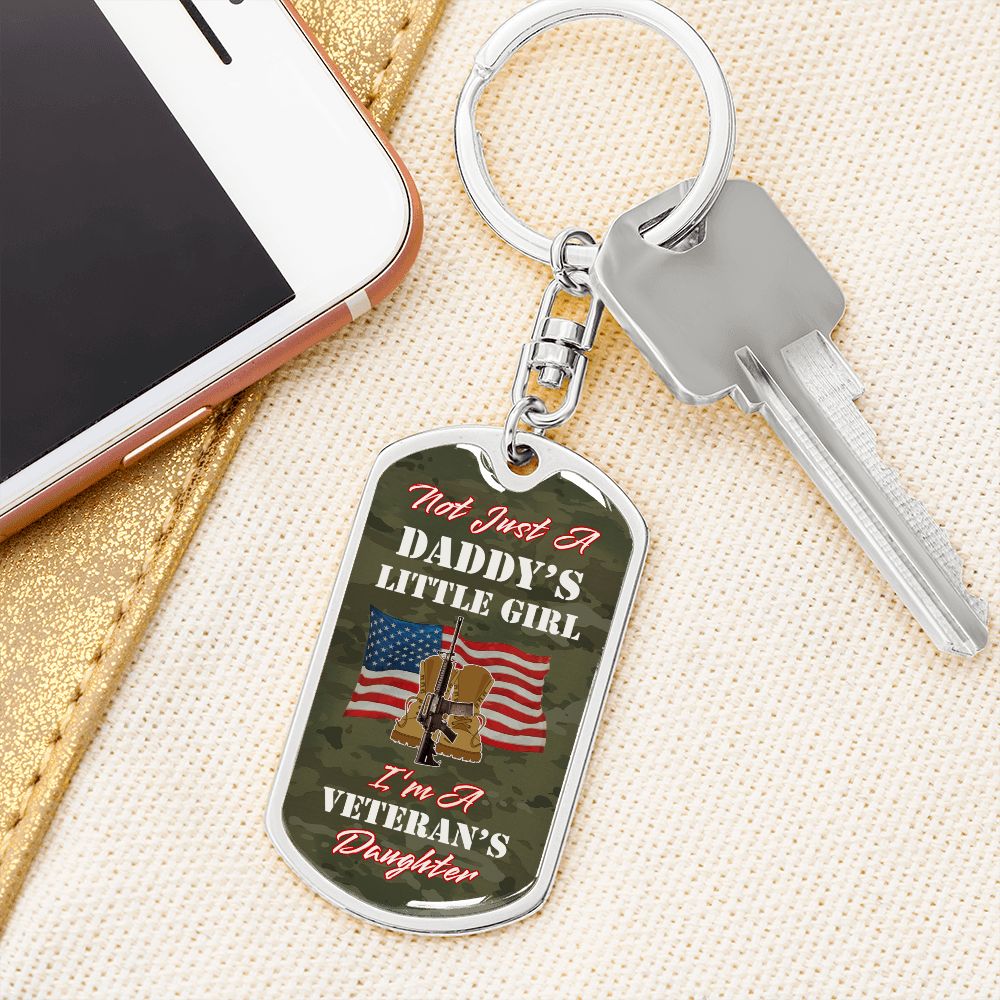 Proud Army Veteran's Daughter Graphic Dog Tag Keychain