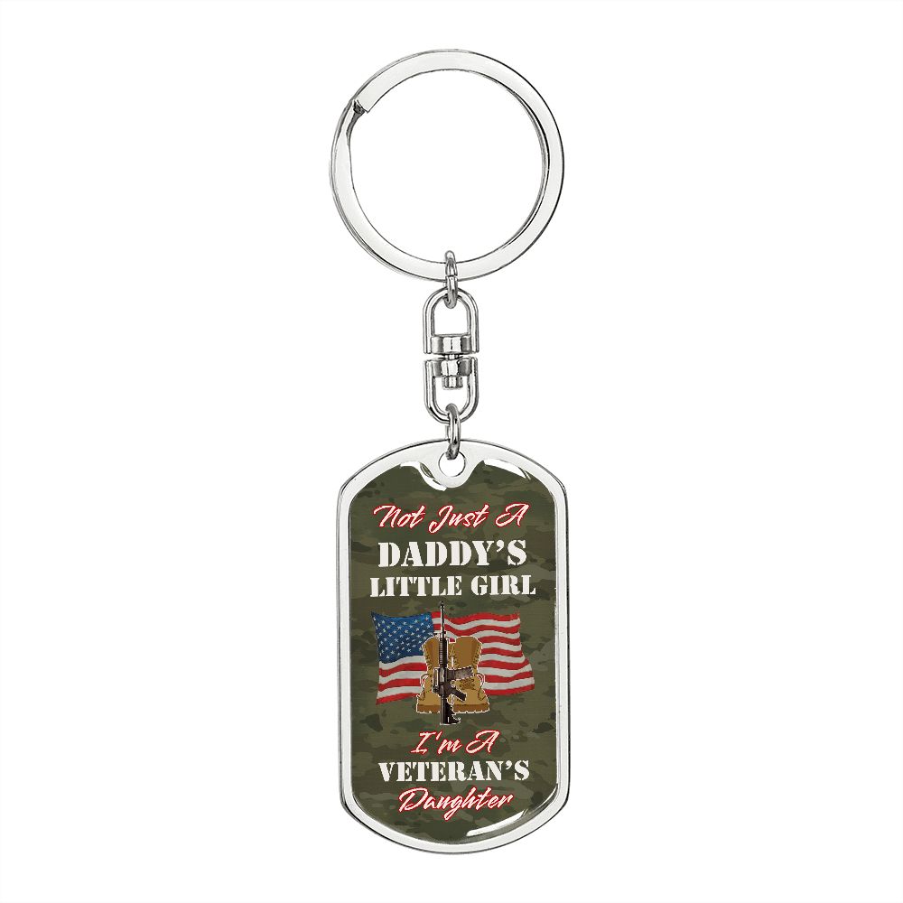 Proud Army Veteran's Daughter Graphic Dog Tag Keychain