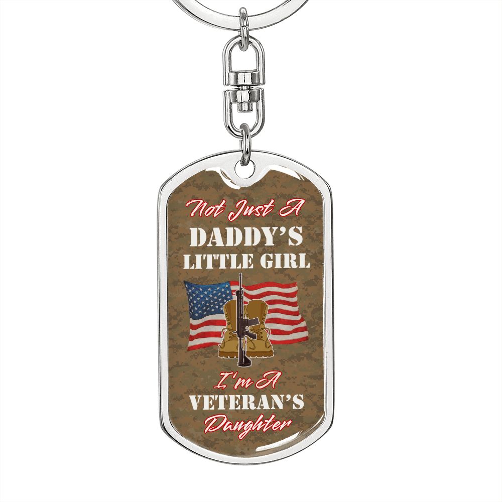 Proud Marine Veteran's Daughter Graphic Dog Tag Keychain