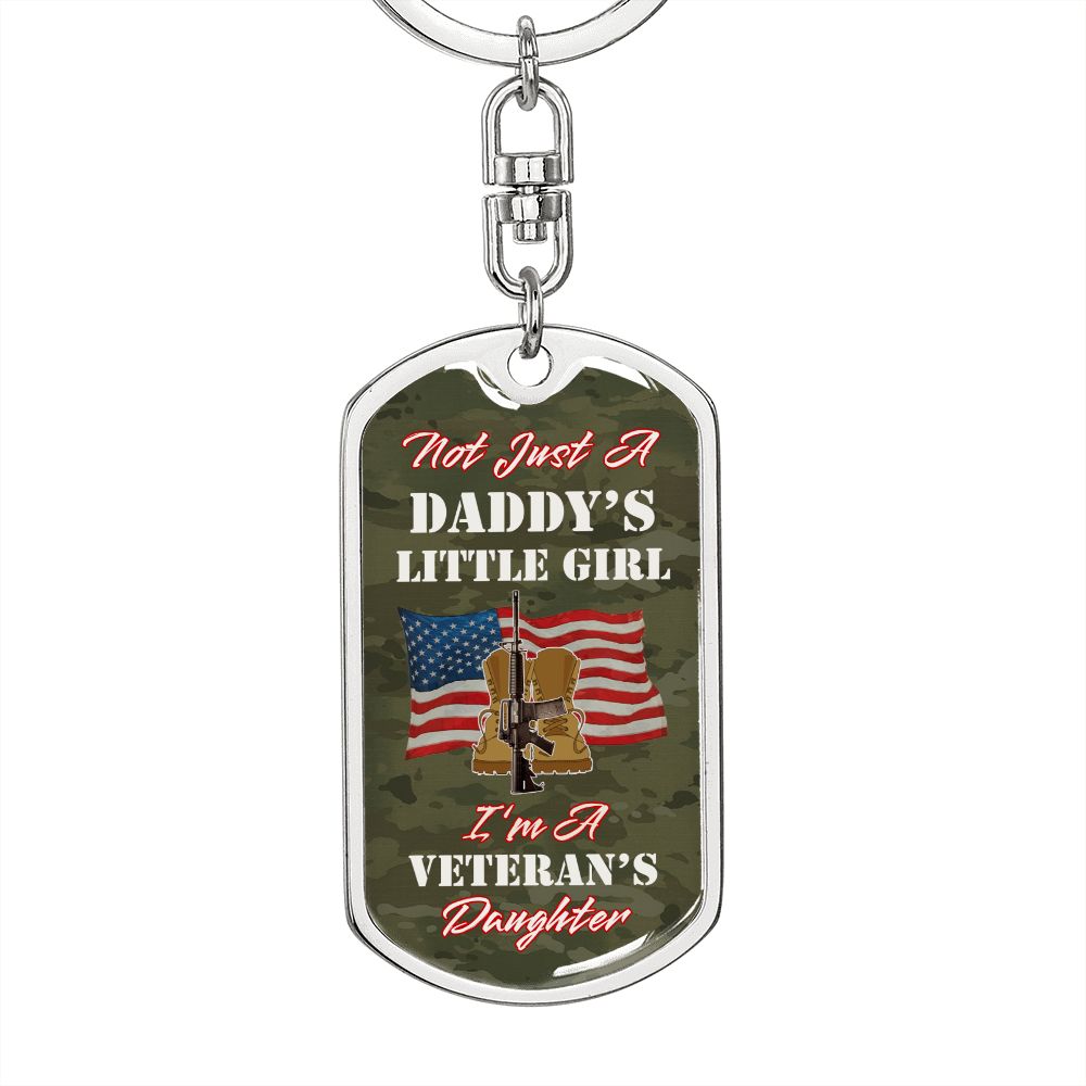 Proud Army Veteran's Daughter Graphic Dog Tag Keychain