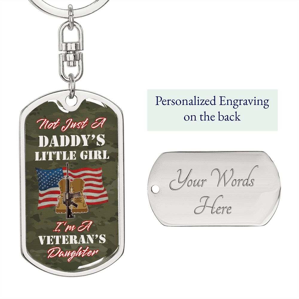 Proud Army Veteran's Daughter Graphic Dog Tag Keychain
