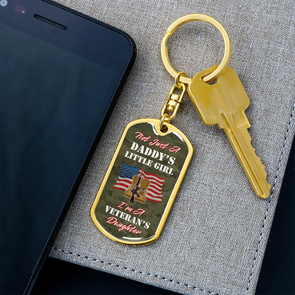 Proud Army Veteran's Daughter Graphic Dog Tag Keychain