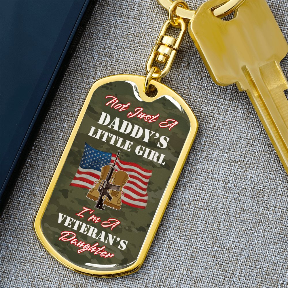 Proud Army Veteran's Daughter Graphic Dog Tag Keychain