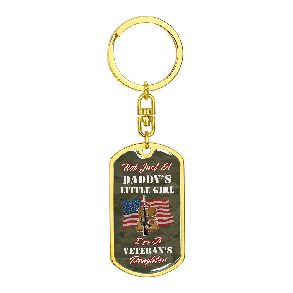 Proud Army Veteran's Daughter Graphic Dog Tag Keychain