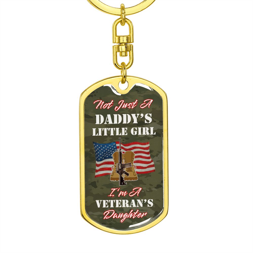 Proud Army Veteran's Daughter Graphic Dog Tag Keychain