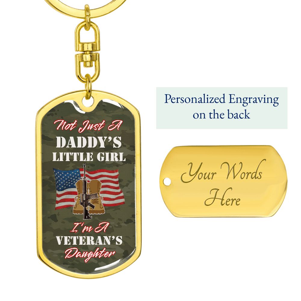 Proud Army Veteran's Daughter Graphic Dog Tag Keychain