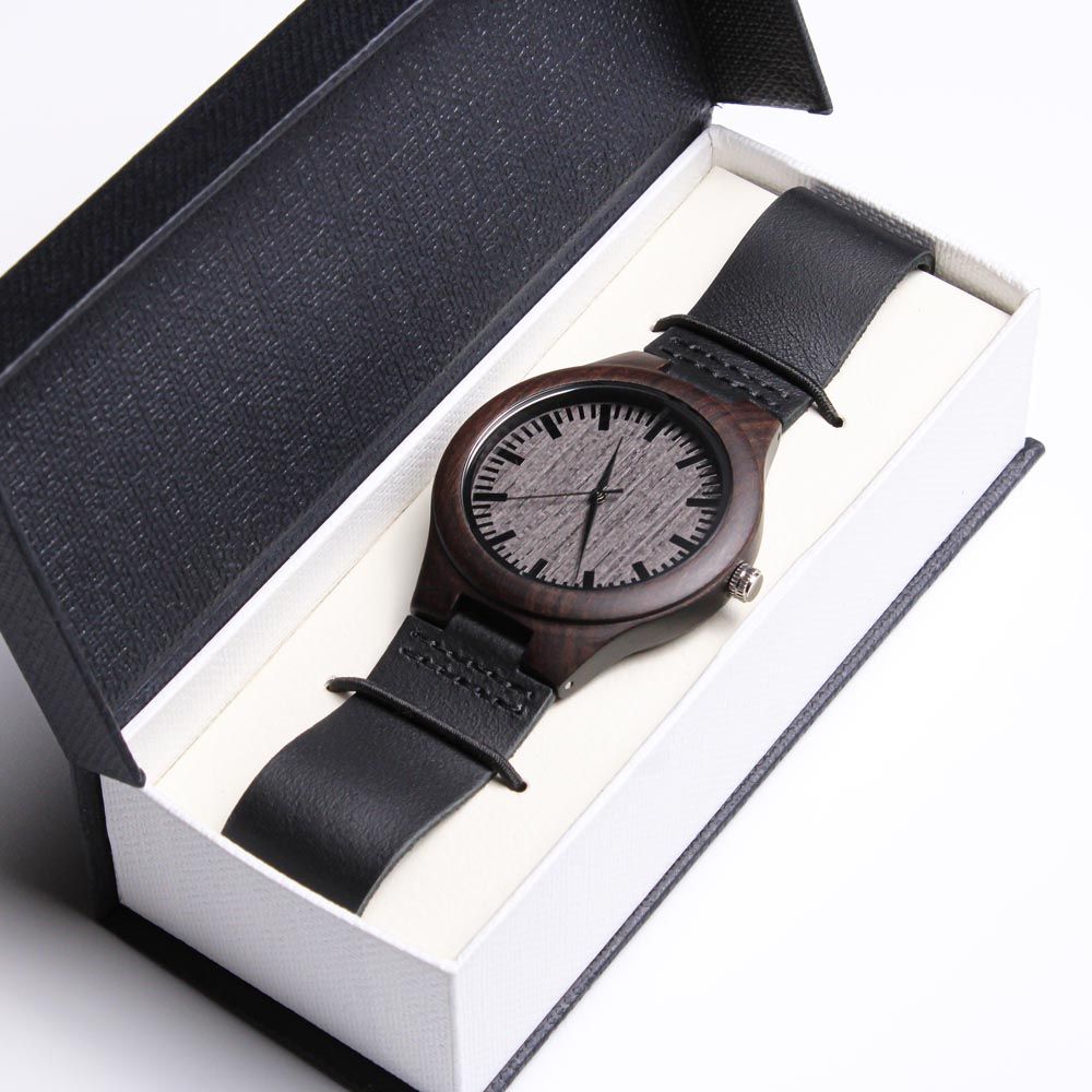 Love (Ahava) Engraved Wooden Watch