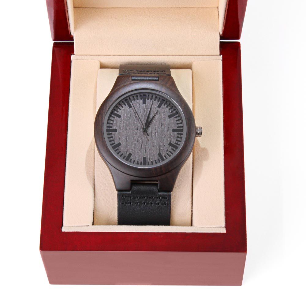 Love (Ahava) Engraved Wooden Watch