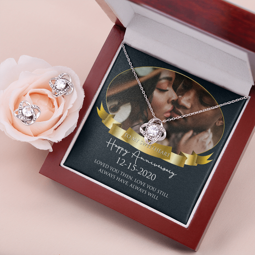 Personalized Black Love Anniversary Earring & Necklace Set