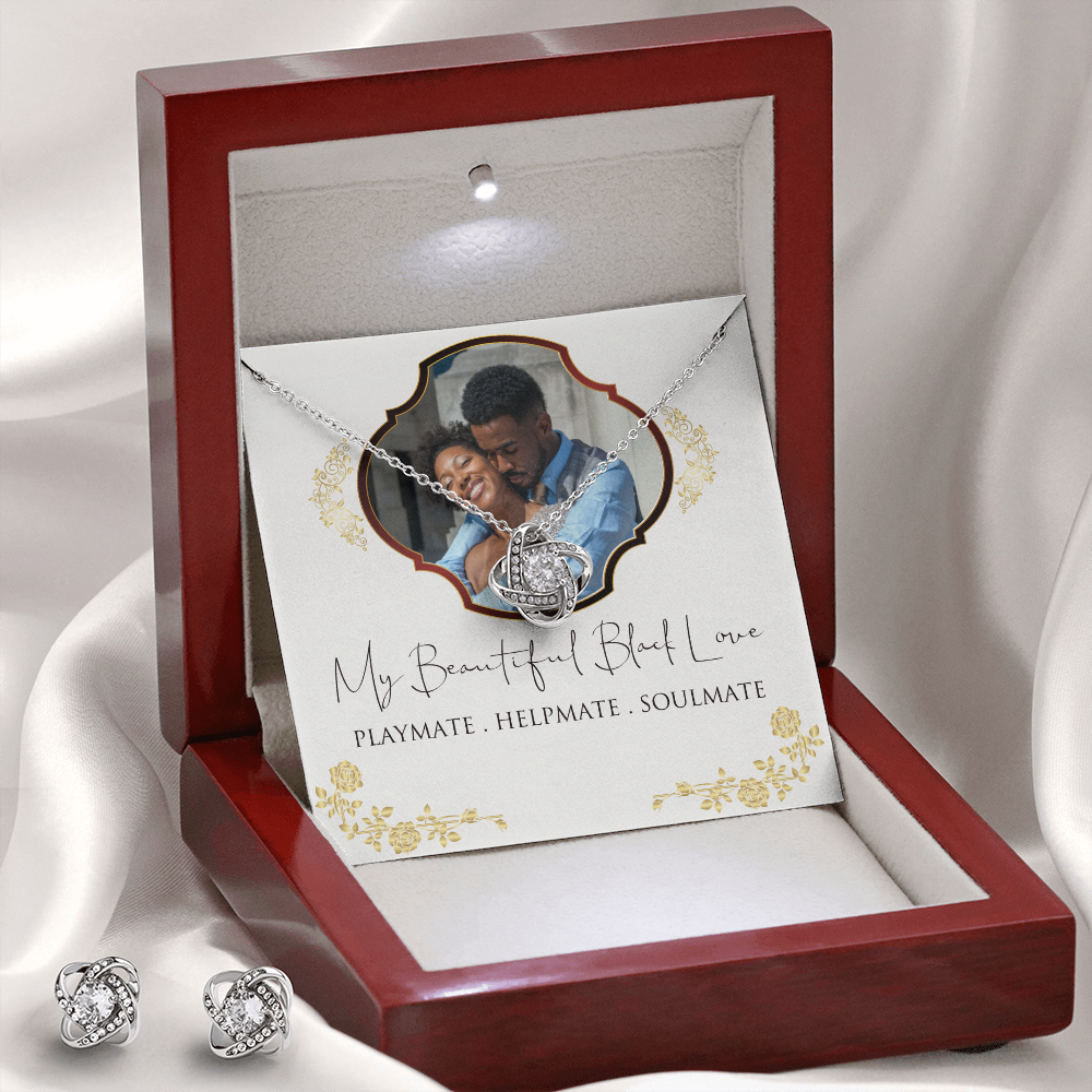 Personalized Black Love Anniversary Earring & Necklace Set