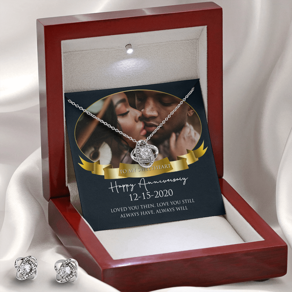 Personalized Black Love Anniversary Earring & Necklace Set