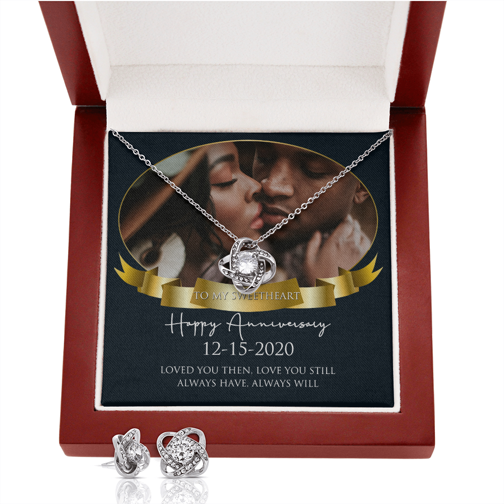 Personalized Black Love Anniversary Earring & Necklace Set