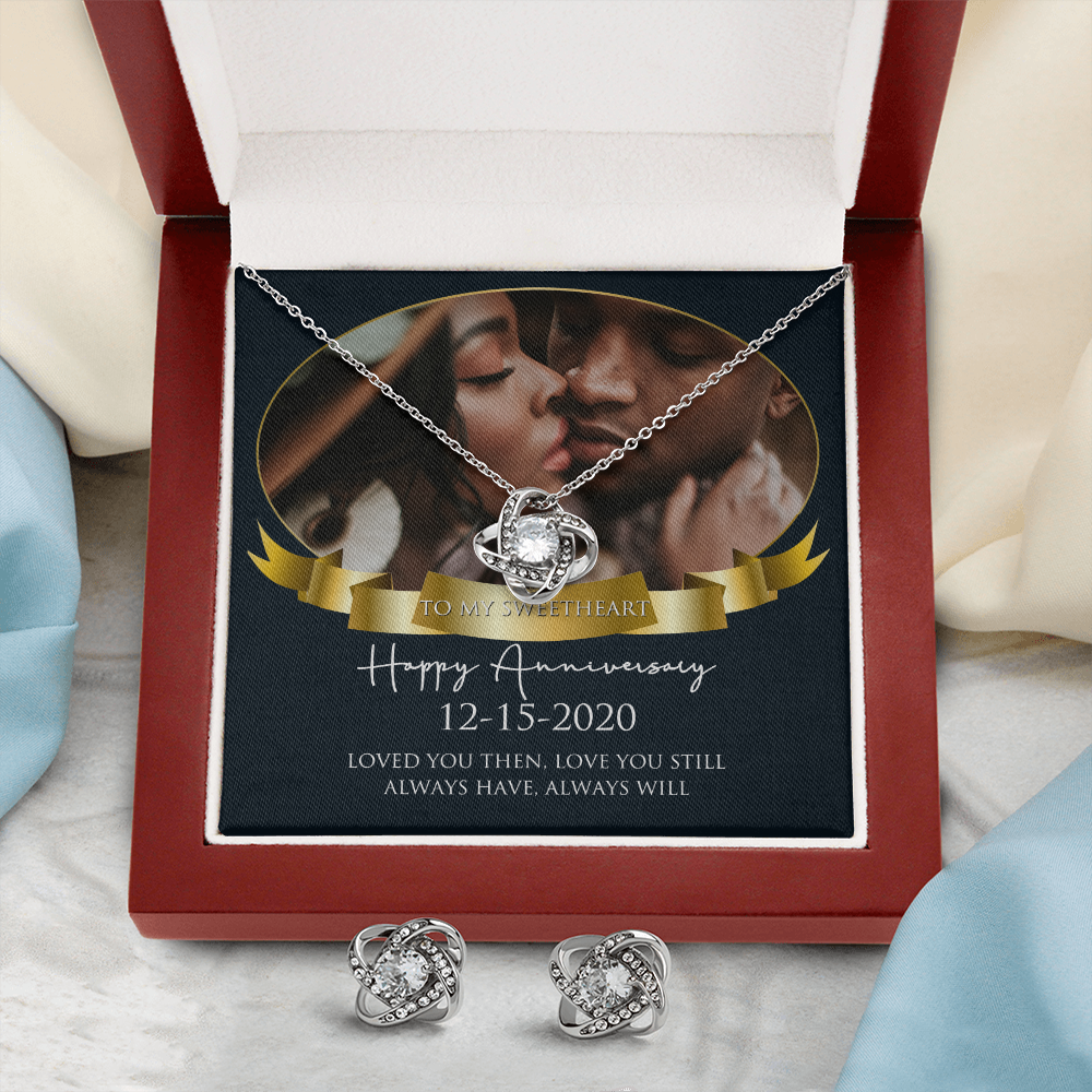 Personalized Black Love Anniversary Earring & Necklace Set