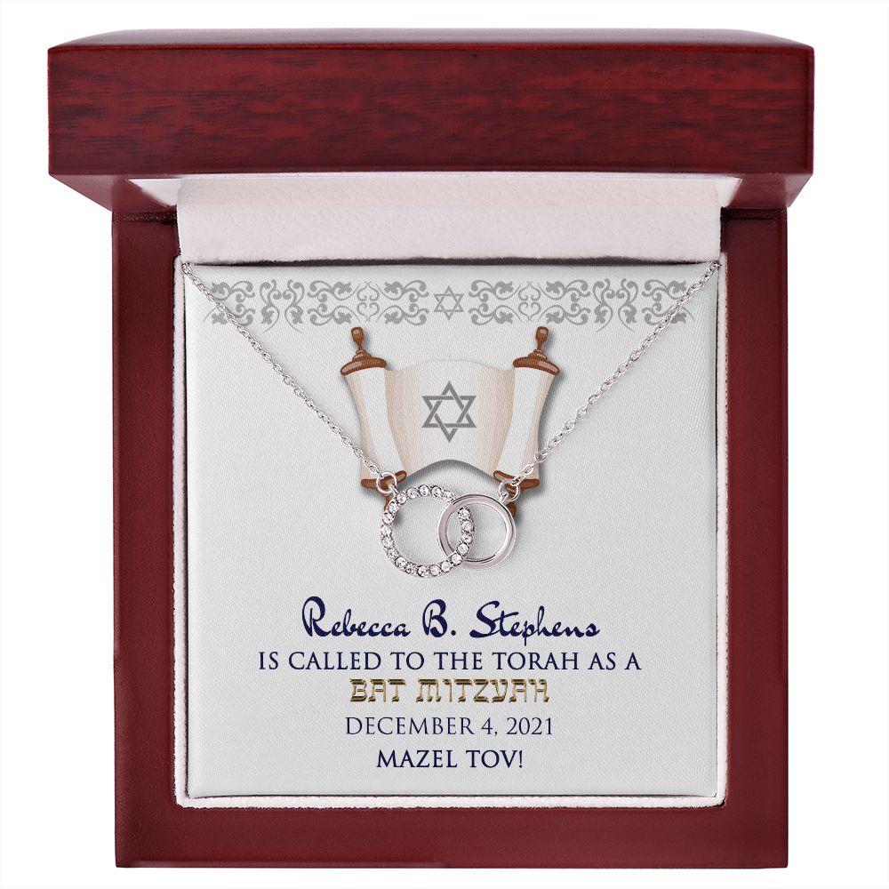 Bat Mitzvah Personalized Message Card Necklace