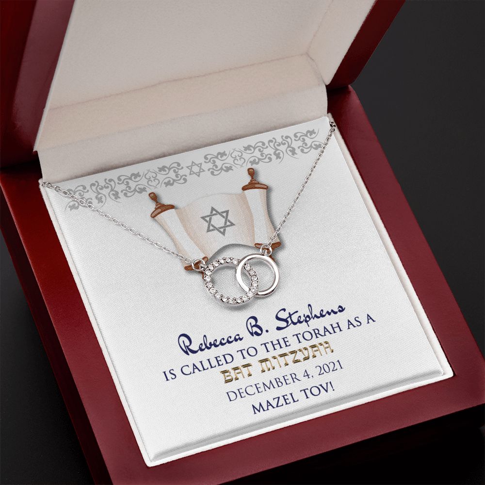 Bat Mitzvah Personalized Message Card Necklace