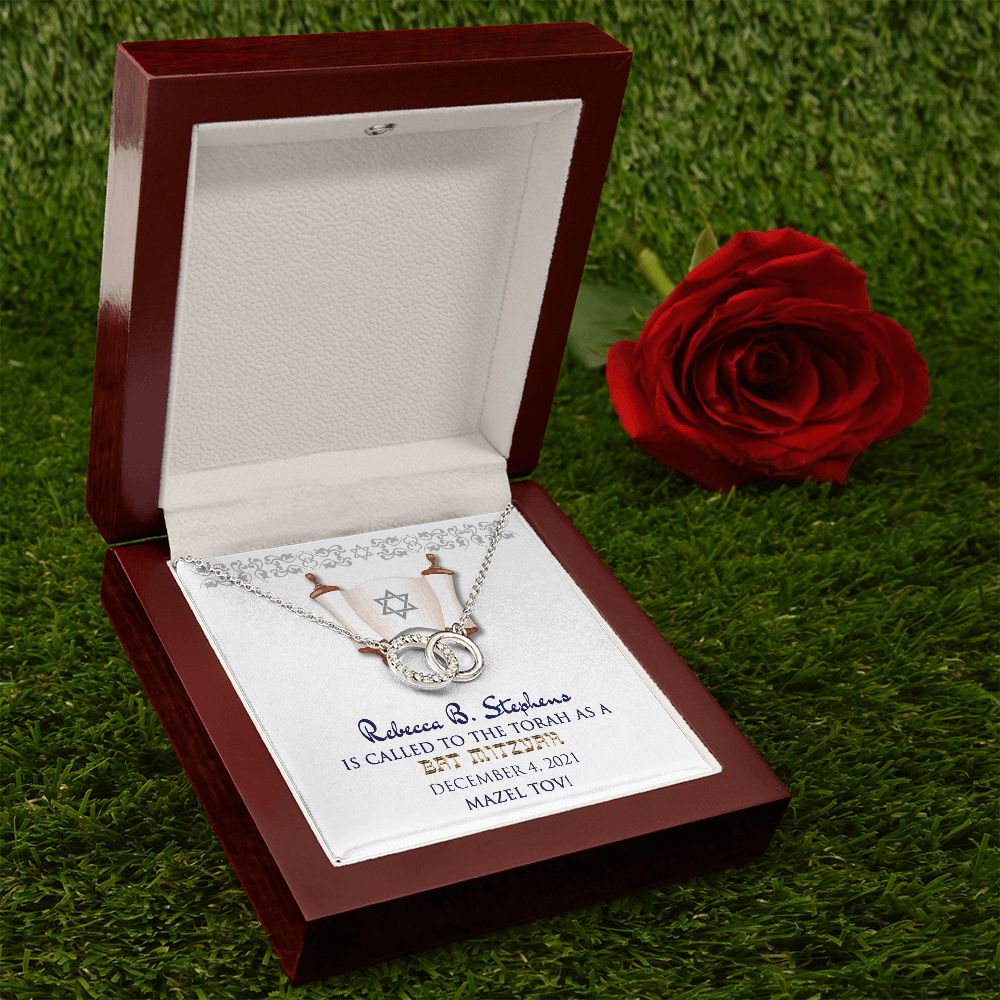 Bat Mitzvah Personalized Message Card Necklace