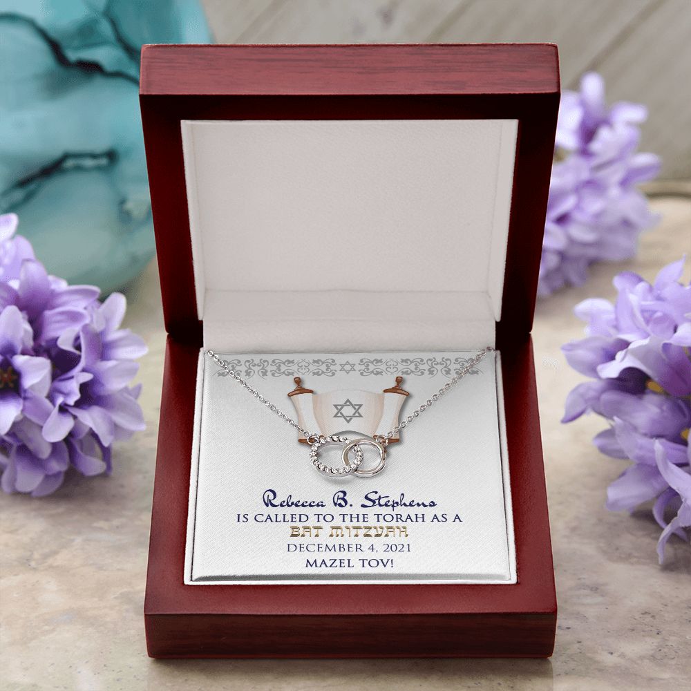 Bat Mitzvah Personalized Message Card Necklace