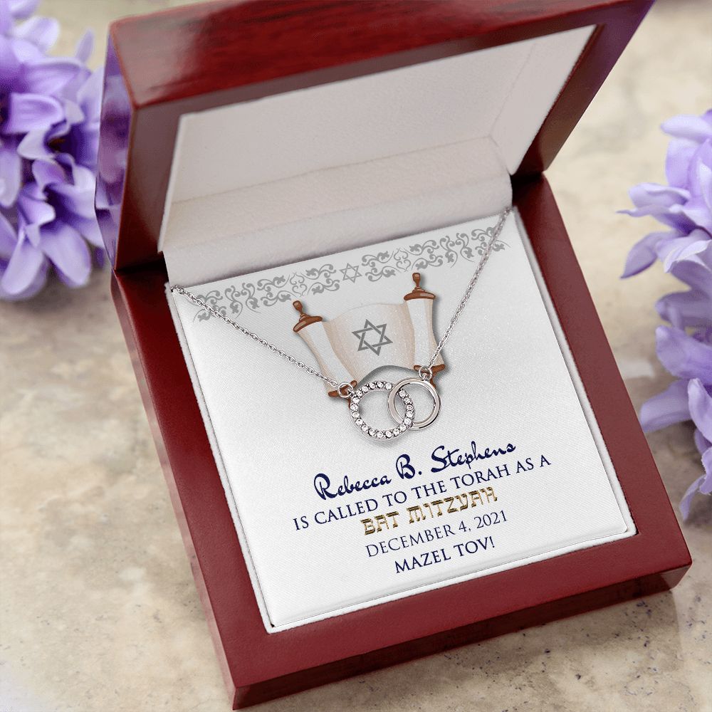 Bat Mitzvah Personalized Message Card Necklace