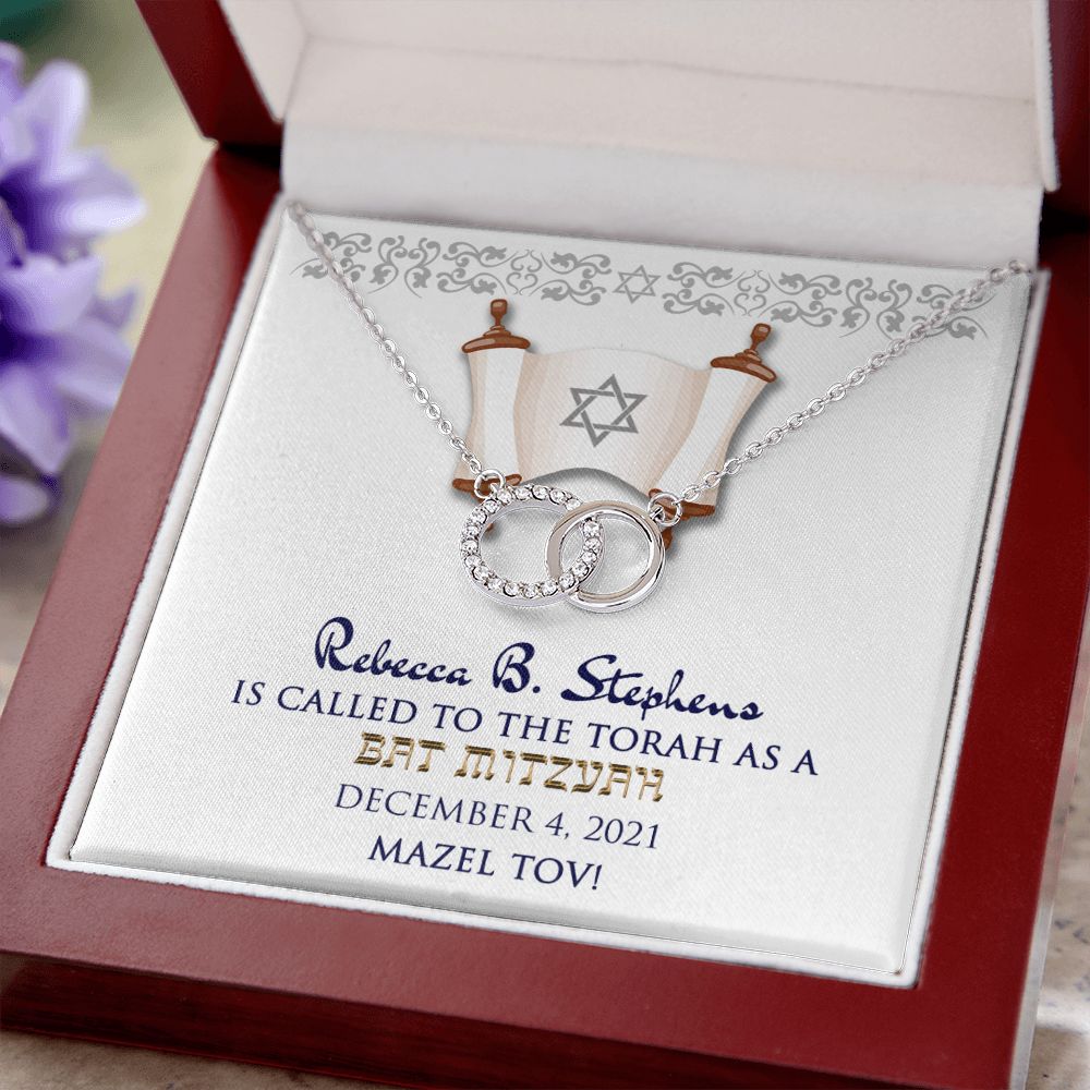 Bat Mitzvah Personalized Message Card Necklace