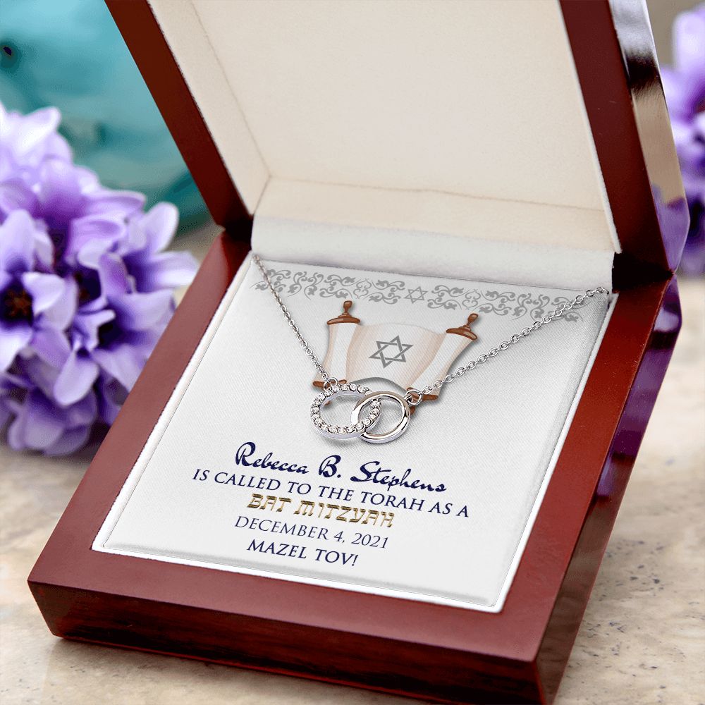 Bat Mitzvah Personalized Message Card Necklace