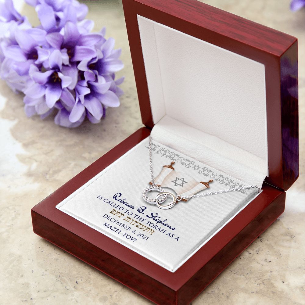 Bat Mitzvah Personalized Message Card Necklace