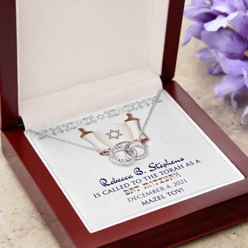 Bat Mitzvah Personalized Message Card Necklace