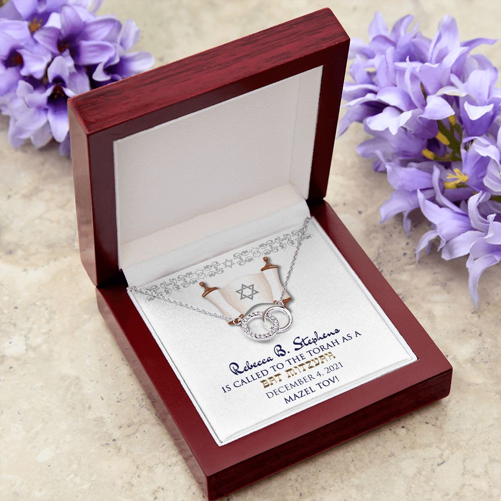 Bat Mitzvah Personalized Message Card Necklace