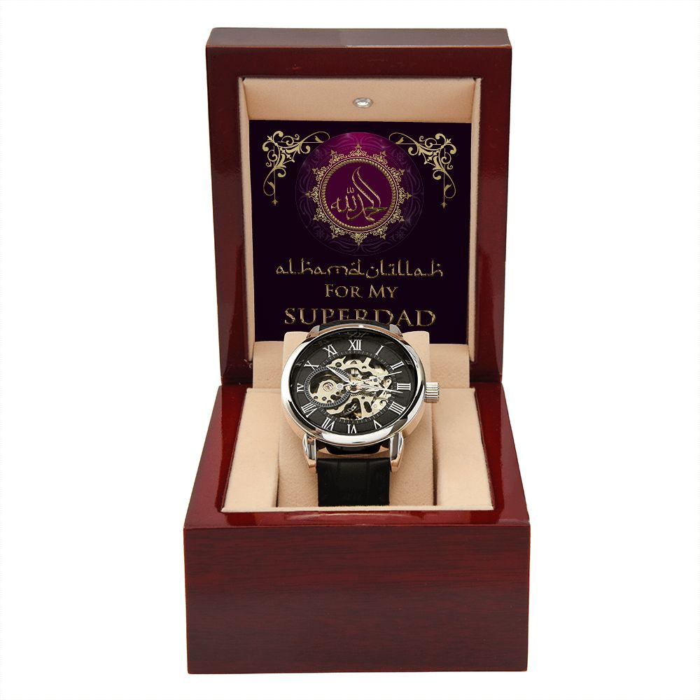 Alhamdulillah For My Superdad Men's Openwork Watch