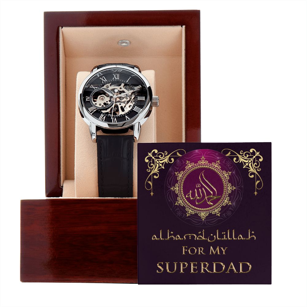 Alhamdulillah For My Superdad Men's Openwork Watch