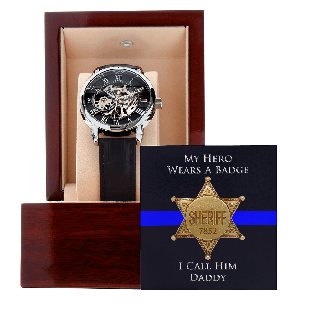 Personalized Hero Sheriff Dad Men's Luxury Watch