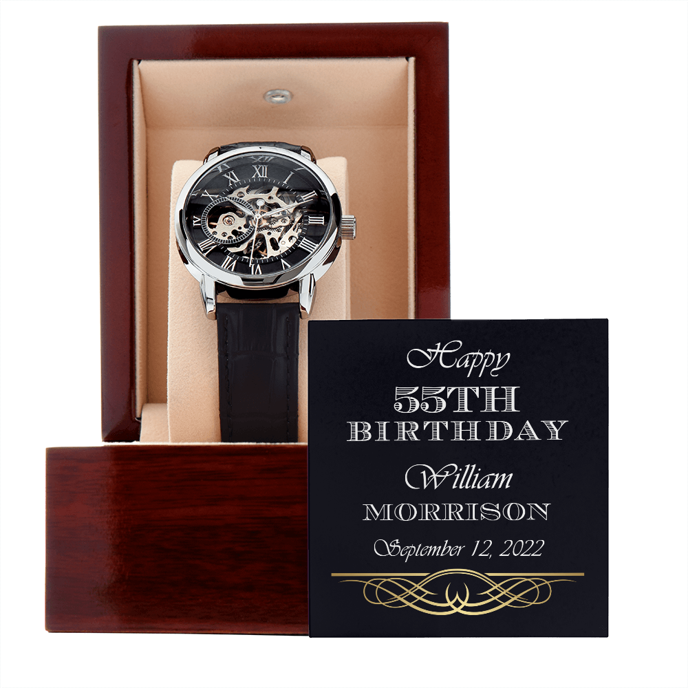 Personalized Men's Openwork Birthday Luxury Watch