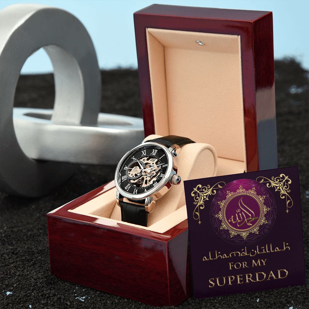 Alhamdulillah For My Superdad Men's Openwork Watch