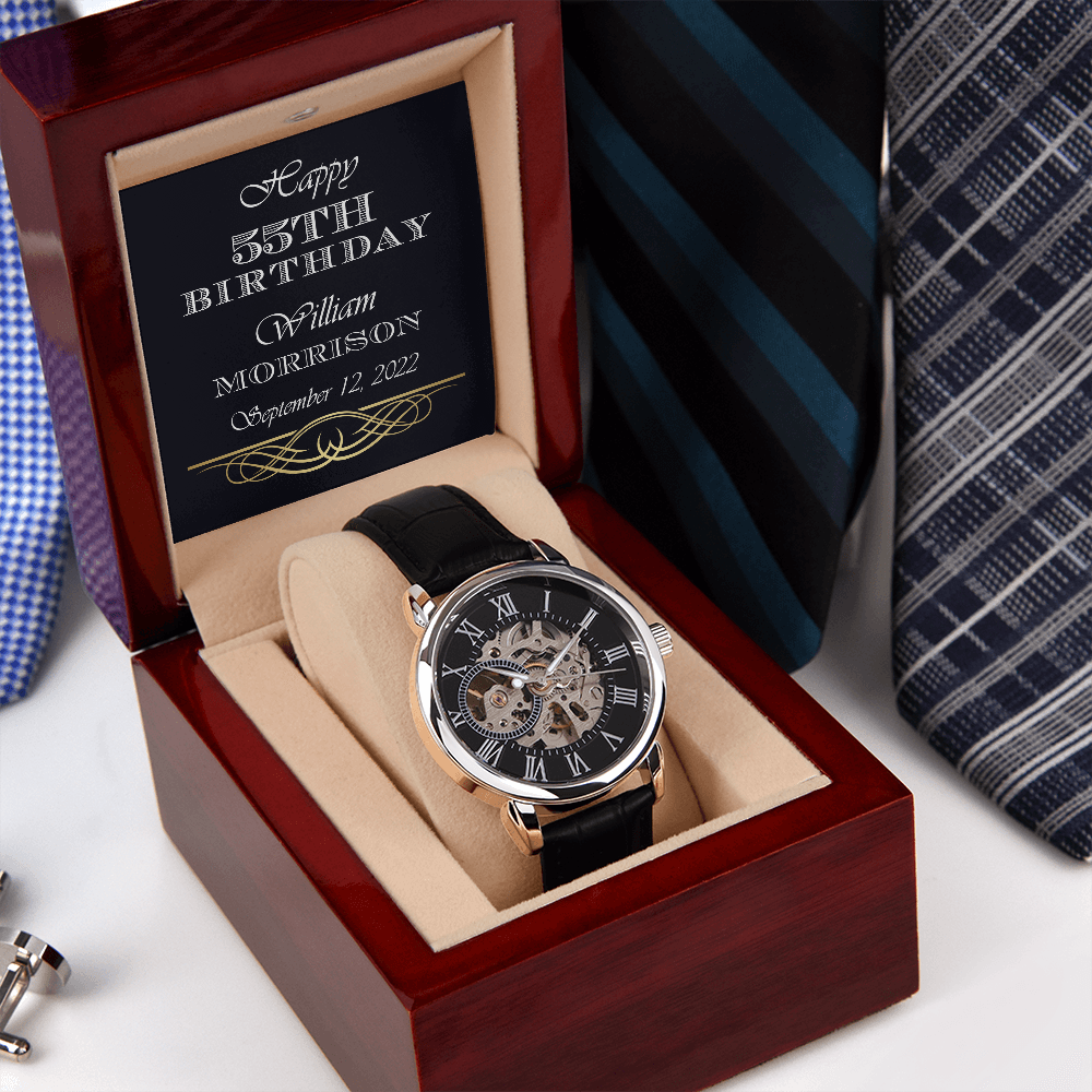 Personalized Men's Openwork Birthday Luxury Watch