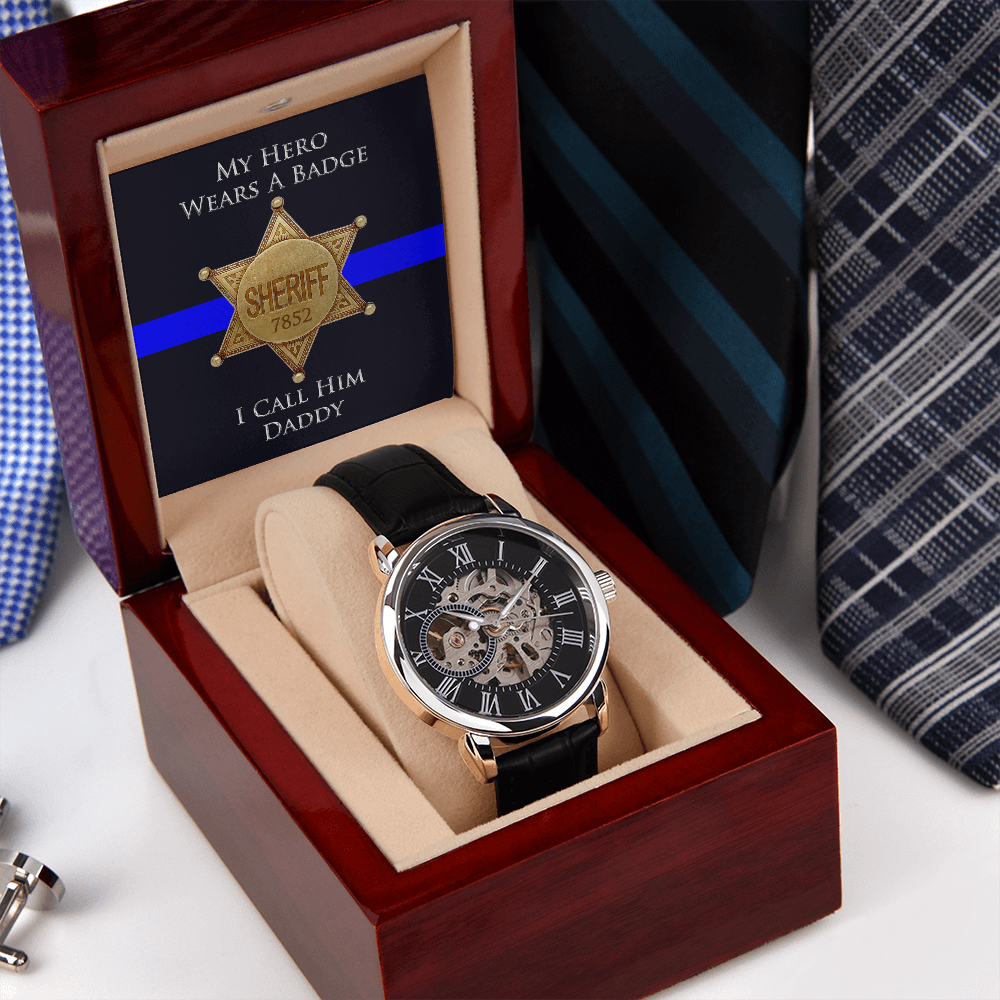 Personalized Hero Sheriff Dad Men's Luxury Watch