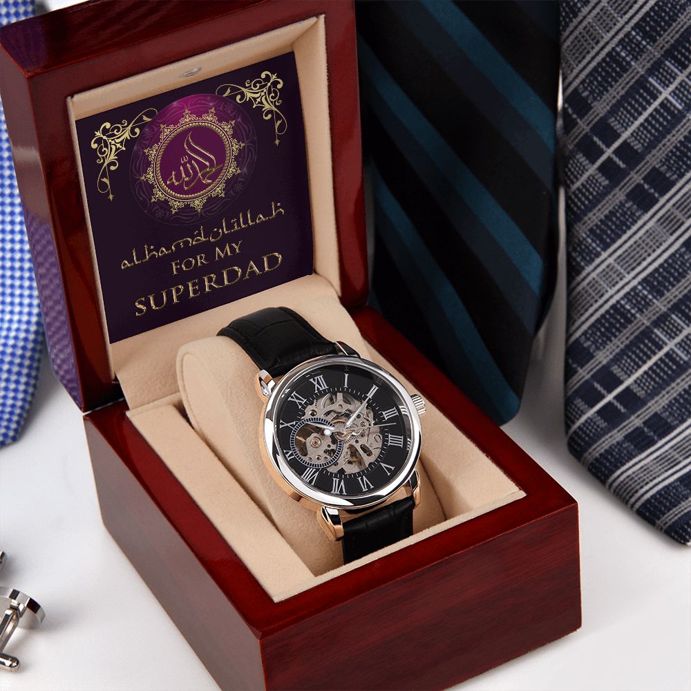 Alhamdulillah For My Superdad Men's Openwork Watch