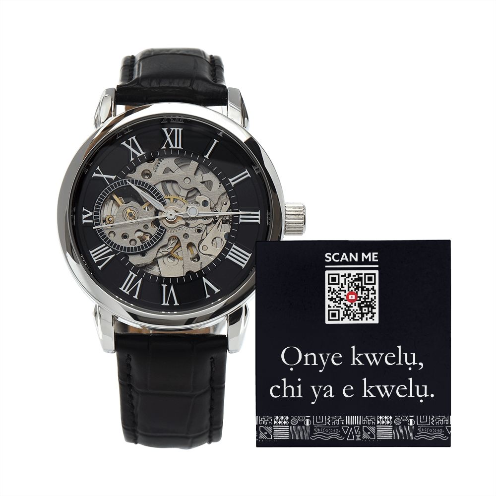 Igbo Wisdom Men's Openwork Watch - Onye kwelu, chi ya e kwelu.