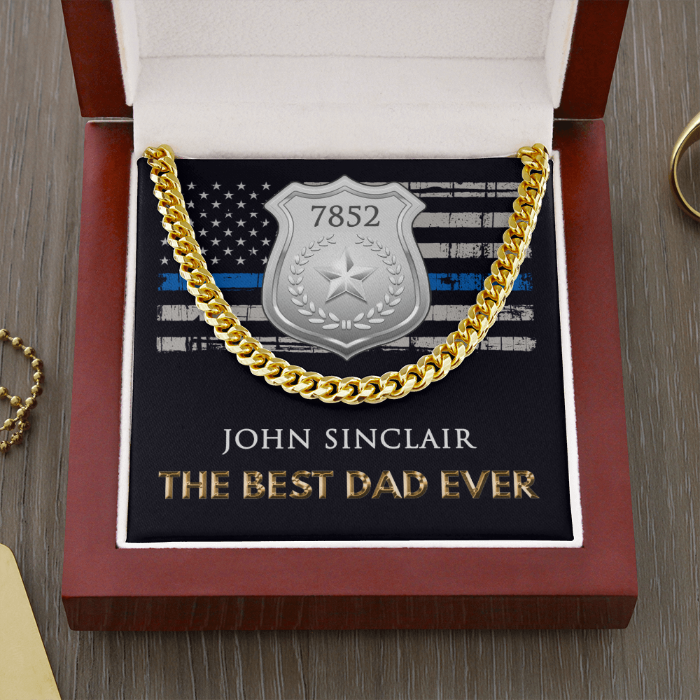 Personalized Best Police Dad Cuban Link Chain