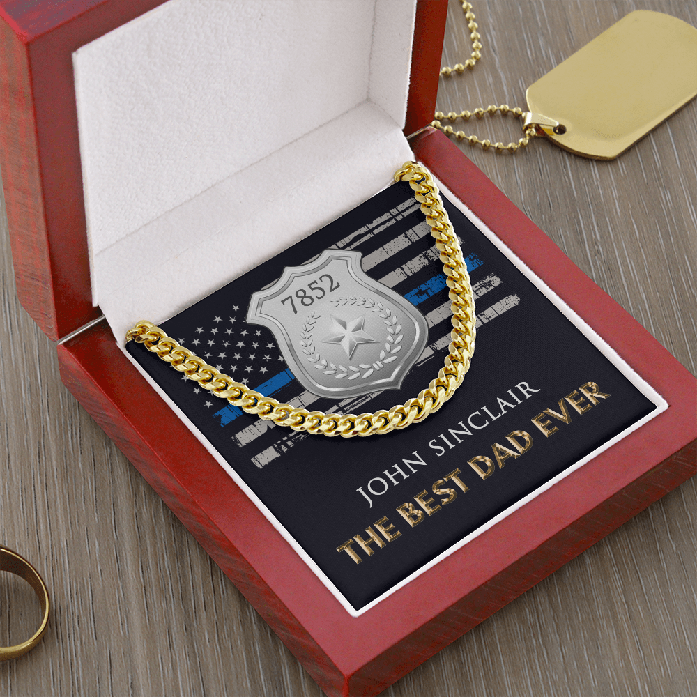 Personalized Best Police Dad Cuban Link Chain